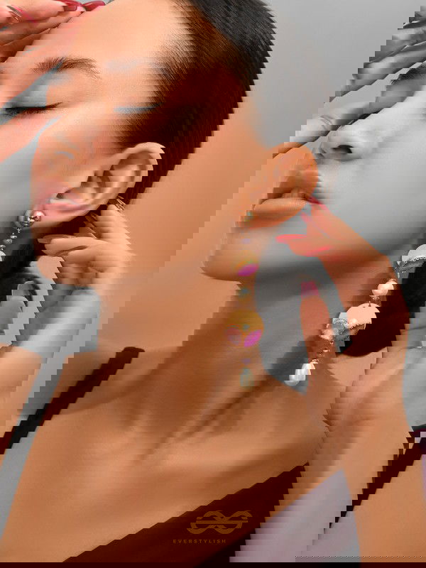 The Sun Mask- Golden Embellished Earrings