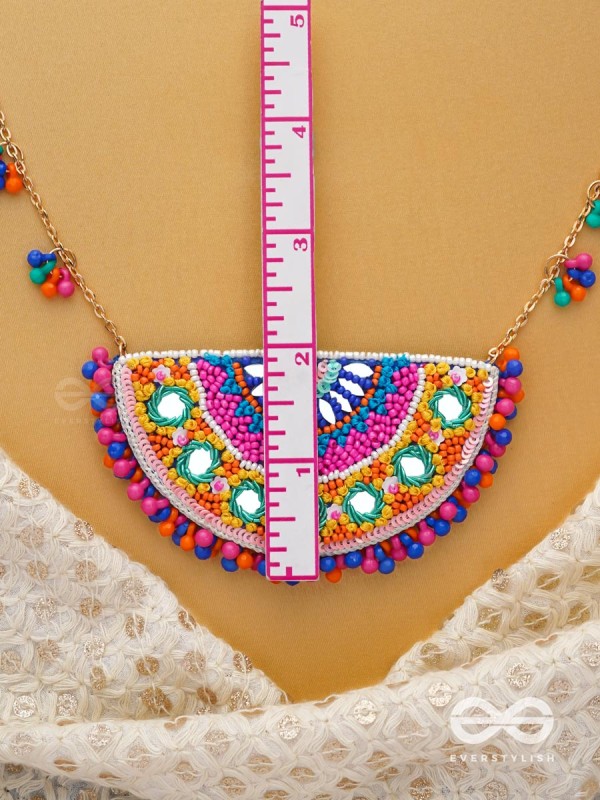 Aatapya - The Bright Sunshine - Mirrors, Resham And Beads Hand Embroidered Neckpiece
