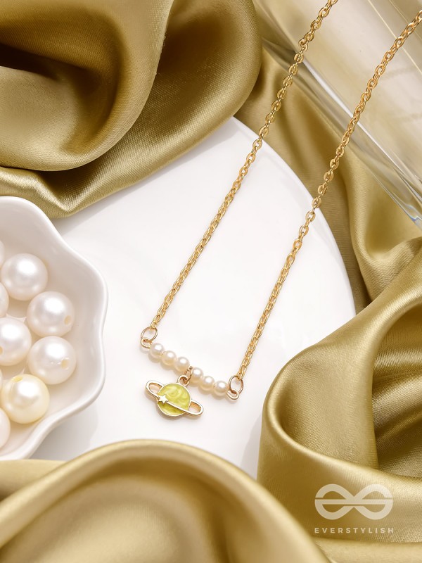 The Planet Crafter- Golden Embellished Necklace With Anti-Tarnish Coating 
