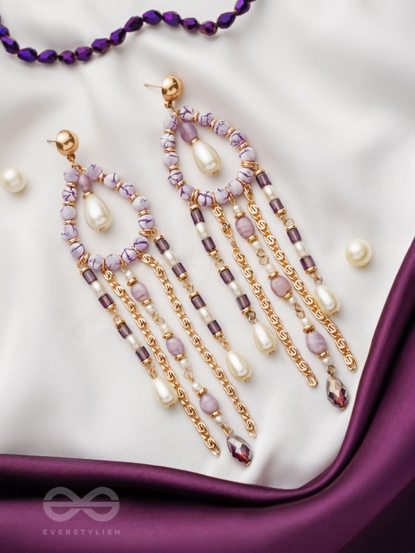 The Splashy Torrent - Golden Embellished Earrings