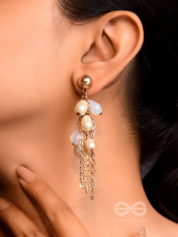 The White Garden- Golden Pearl Earrings