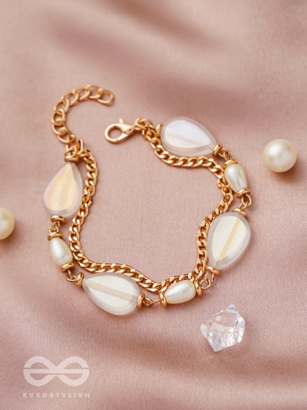 The Crystal Wave- Golden Embellished Bracelet