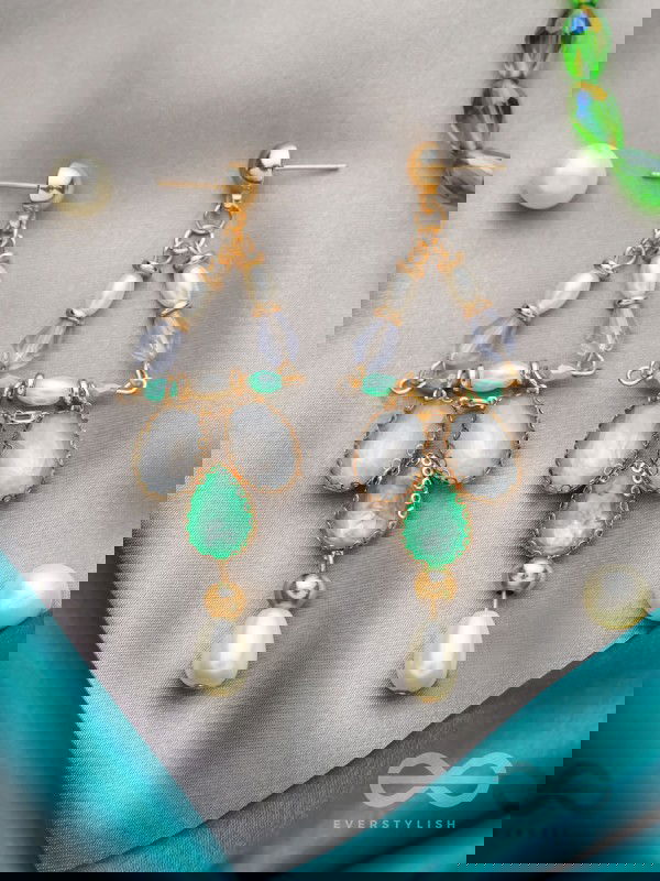 The Garden Swing- Golden Embellished Earrings