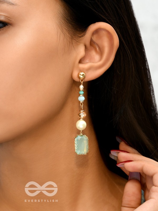 Smoke n Mirrors- Golden Embellished Earrings