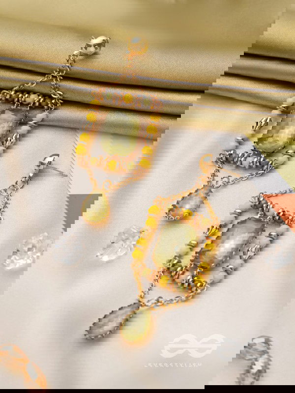 The Mirror Trap- Golden Embellished Earrings