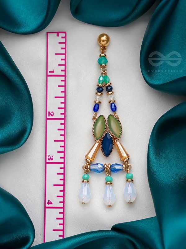 The Blue Lagoon- Golden Embellished Earrings