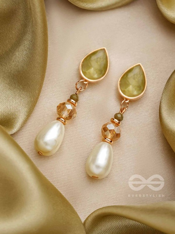 The Misty Leaf- Golden Embellished Earrings
