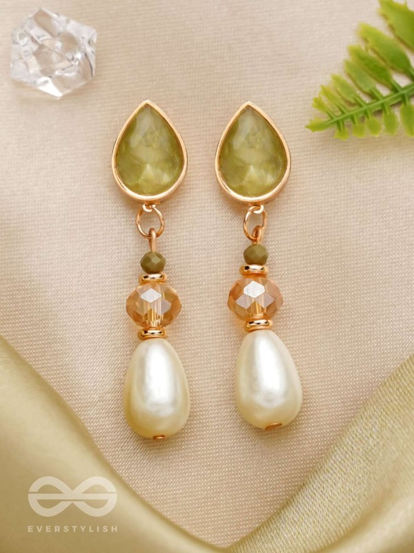 The Misty Leaf- Golden Embellished Earrings