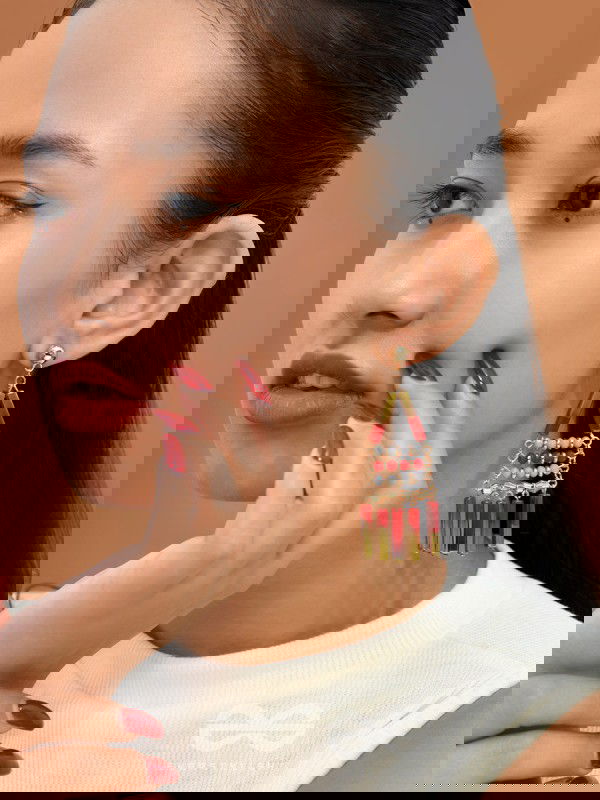 The Red Sea- Golden Embellished Earrings