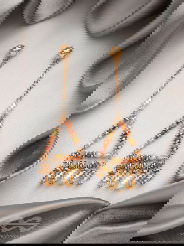 The Triangular Treasures- Golden Embellished Earrings