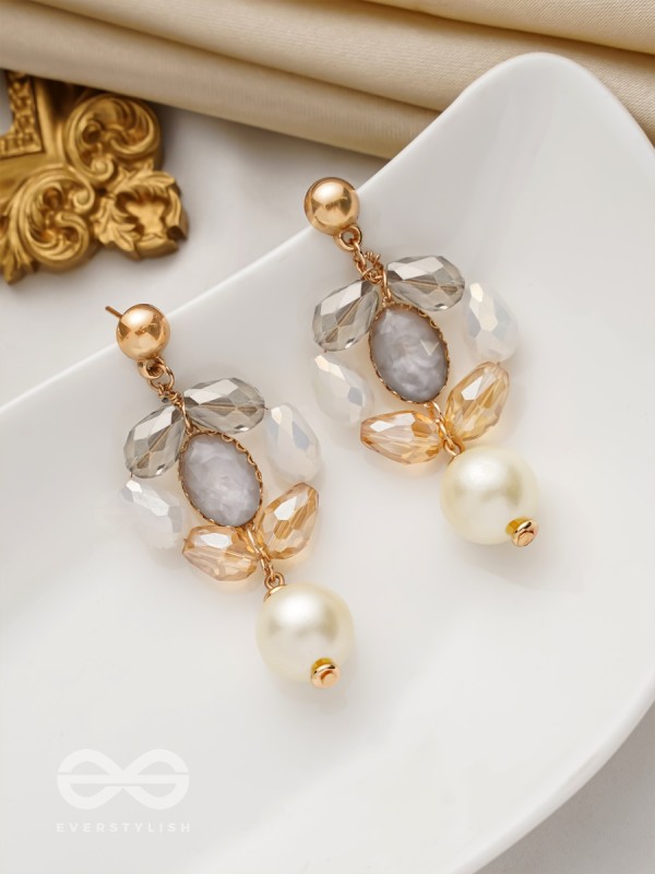 The Lily Pad- Golden Embellished Earrings