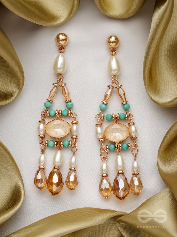 The Jazzy Landscape- Golden Embellished Earrings