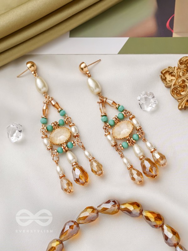 The Jazzy Landscape- Golden Embellished Earrings