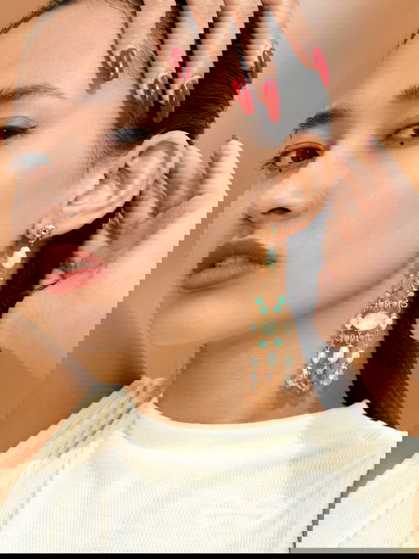 The Jazzy Landscape- Golden Embellished Earrings