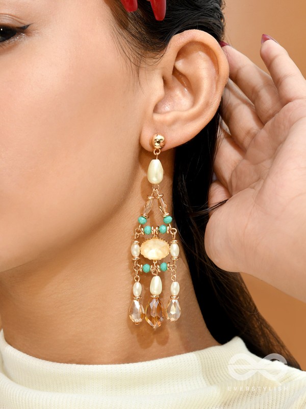 The Jazzy Landscape- Golden Embellished Earrings