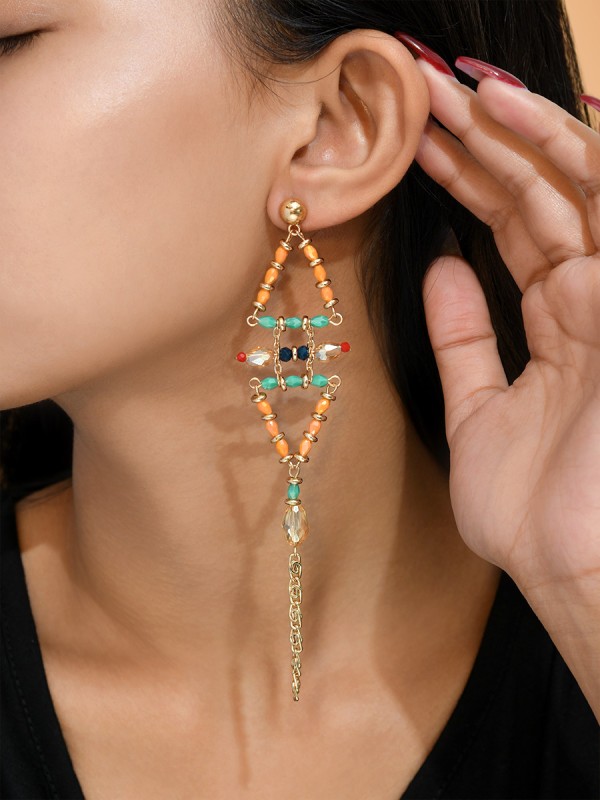 The Pyramid Reflection- Golden Embellished Earrings