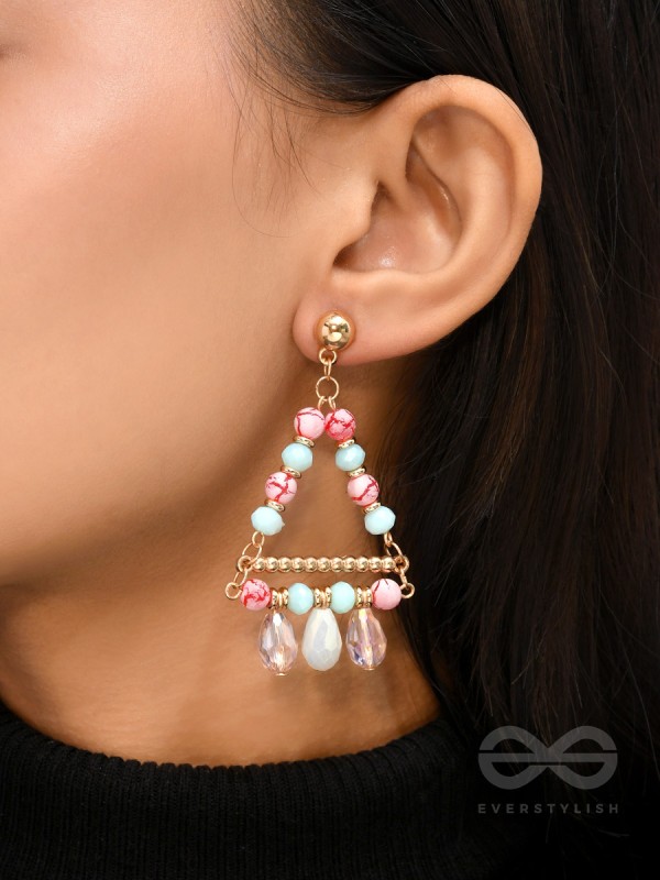 The Wonder Triangle- Golden Embellished Earrings