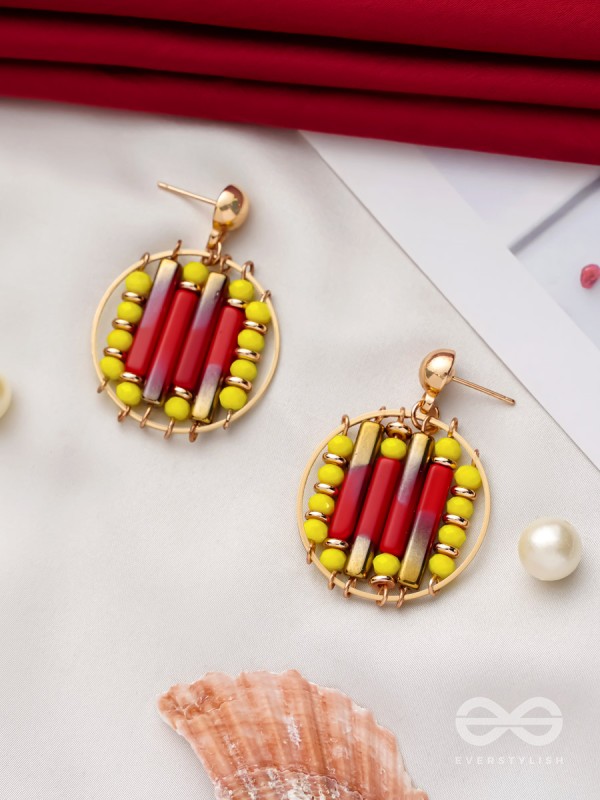 The Burning Ember- Golden Embellished Earrings