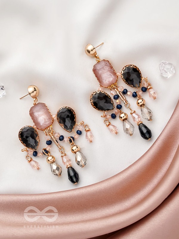The Jeweled Wings - Golden Embellished Earrings