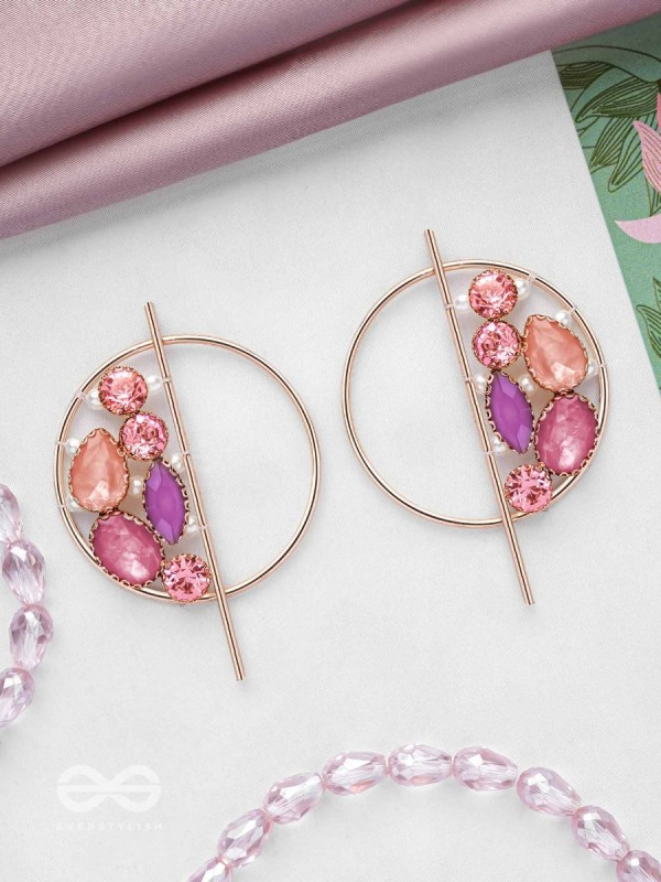 The Half Moon- Golden Embellished Earrings