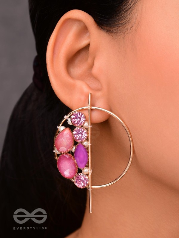 The Half Moon- Golden Embellished Earrings