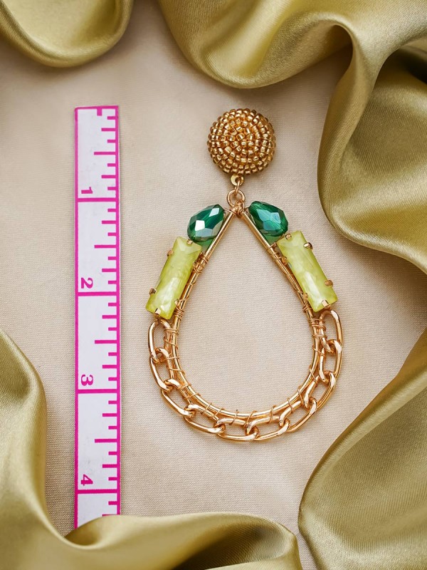 The Bejeweled Raindrops - Golden Embellished Earrings