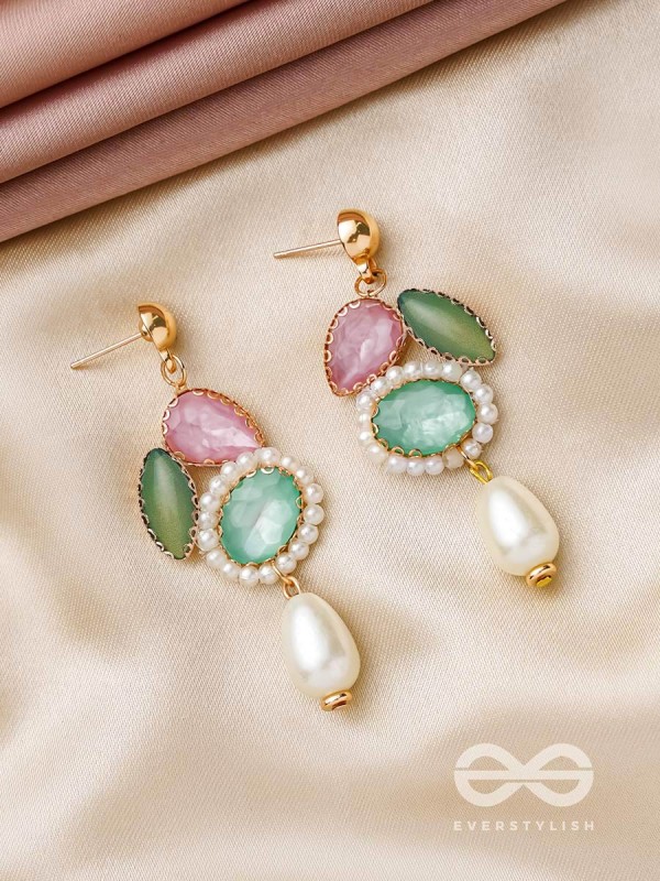 Rose n Petals- Golden Embellished Earrings