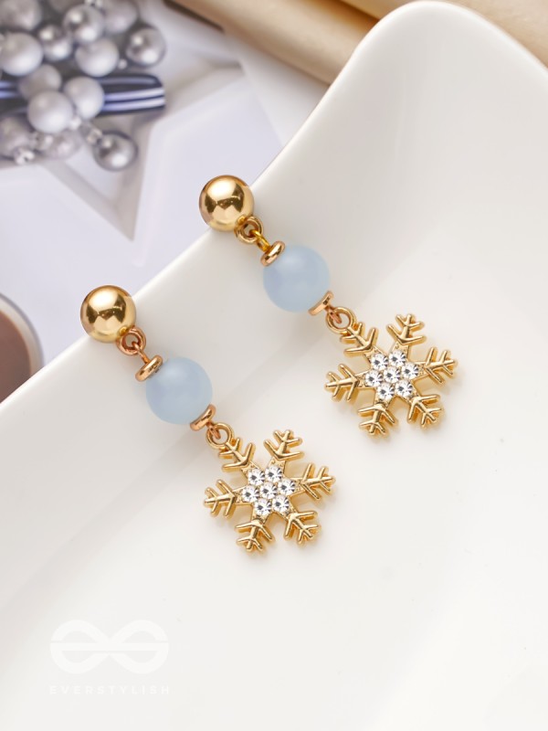 The Gilted Snowflake- Golden Embellished Earrings