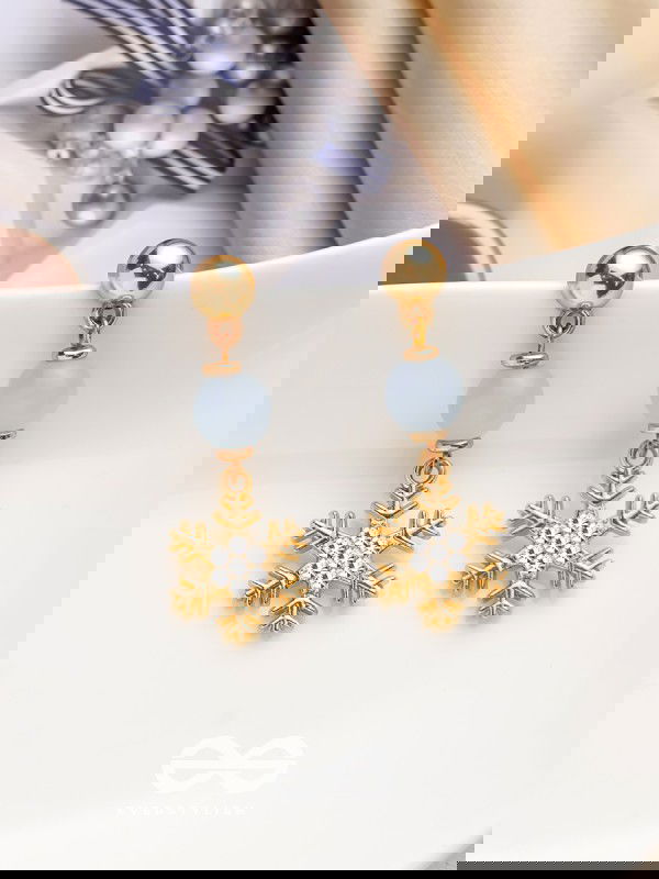 The Gilted Snowflake- Golden Embellished Earrings