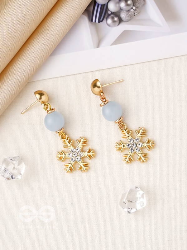 The Gilted Snowflake- Golden Embellished Earrings