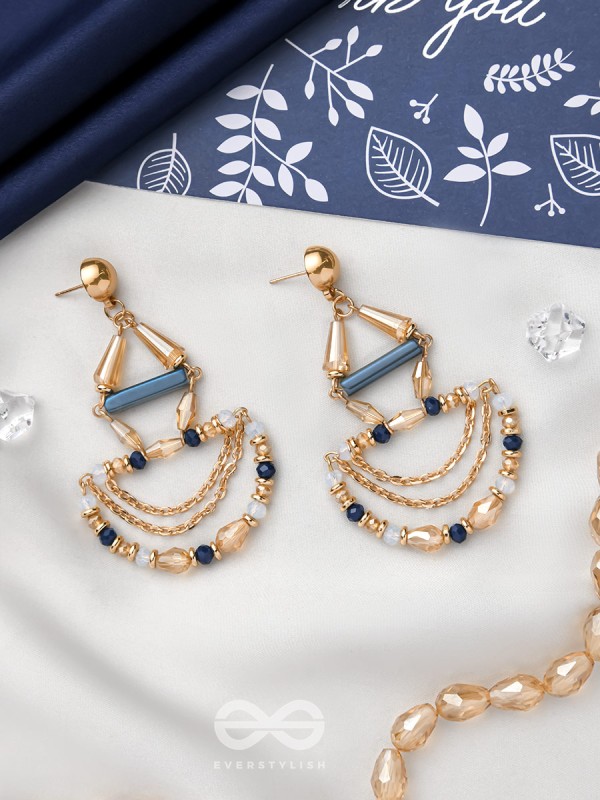 The Bronze Chandelier- Golden Embellished Earrings