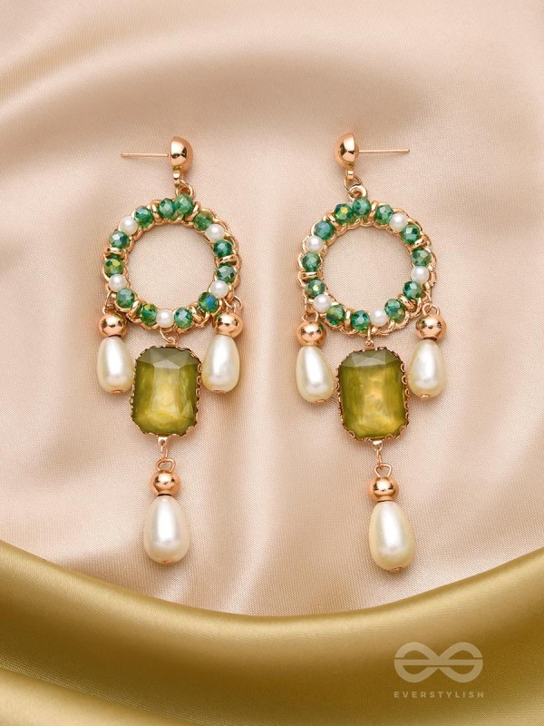 The Jade Mirror- Golden Pearl Earrings
