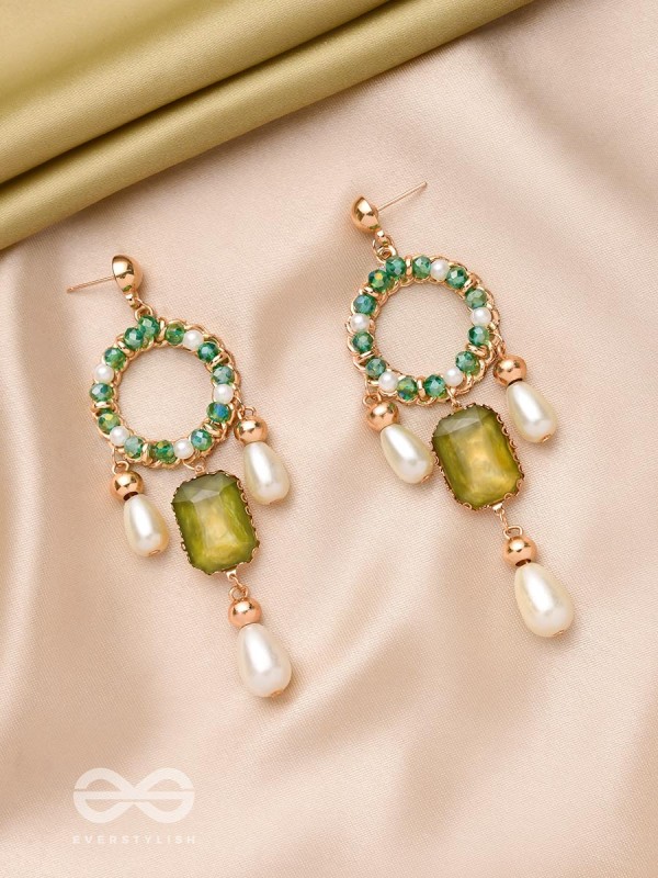 The Jade Mirror- Golden Pearl Earrings