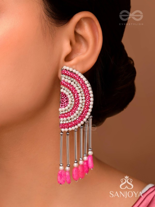 Tamarasi - The Lotus Pond - Beads And Cutdana Hand Embroidered Earrings