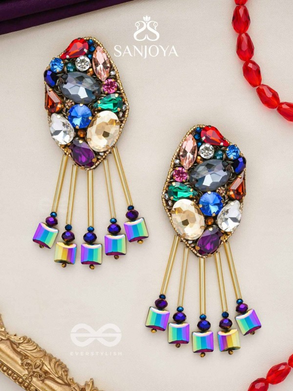 Akshipta - The Beach Treasures - Stones And Beads Hand Embroidered Earrings