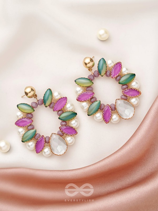 The Lilac Wreath- Golden Embellished Earrings