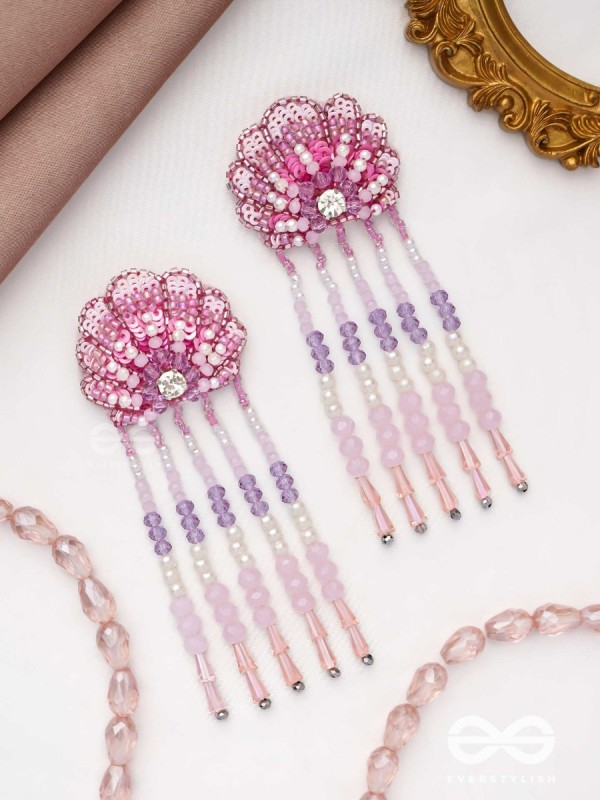 Srautika- The Pearl Shell - Pearls, Stones and Sequins Embroidered Earrings