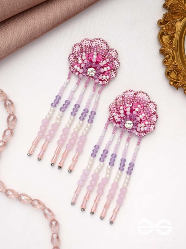 Srautika- The Pearl Shell - Pearls, Stones and Sequins Embroidered Earrings