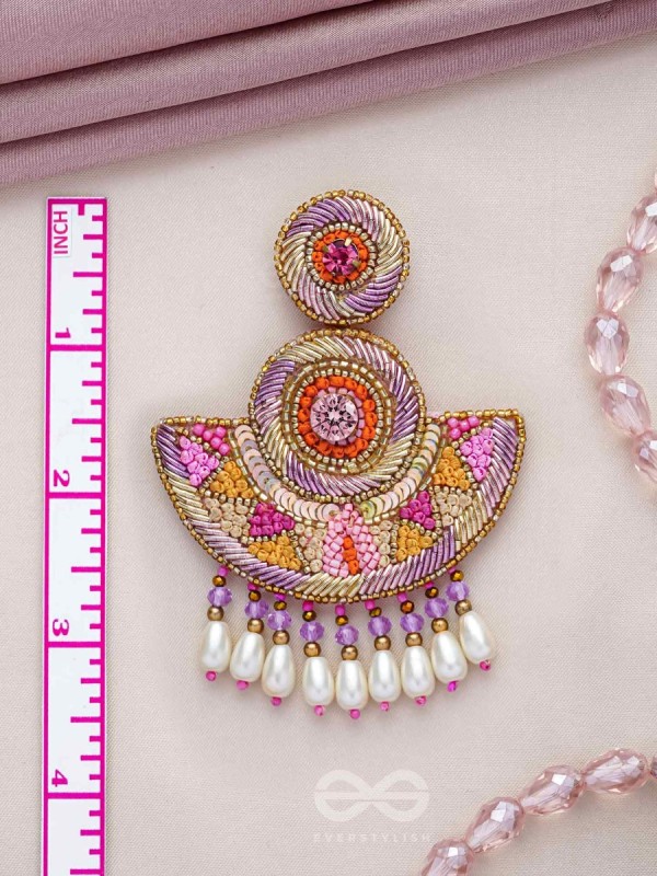 Araka- The Fragrant Garden- Stones, Resham and Pearl Drops Embroidered Earrings