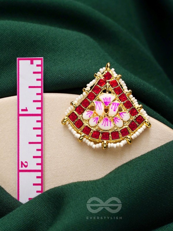 The Lotus Temple- Enamelled Statement Stud Earrings(Scarlet Red)