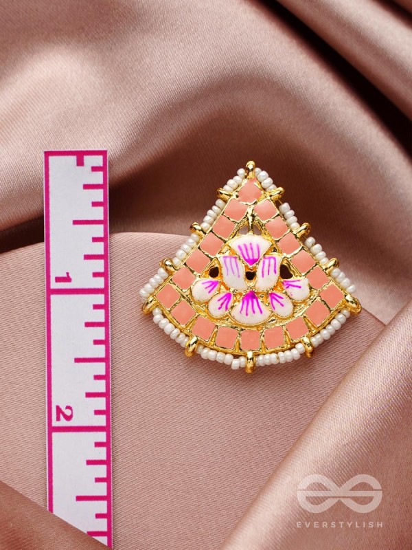 The Lotus Temple- Enamelled Statement Stud Earrings(Blush Pink)