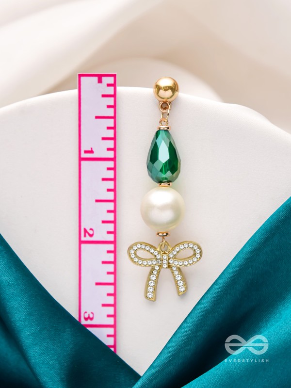 The Bow Bling- Golden Pearl Earrings