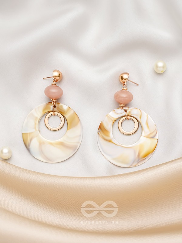 The Beige Wonder- Golden Embellished Earrings