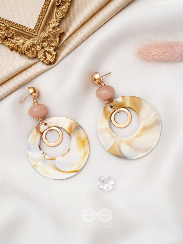 The Beige Wonder- Golden Embellished Earrings