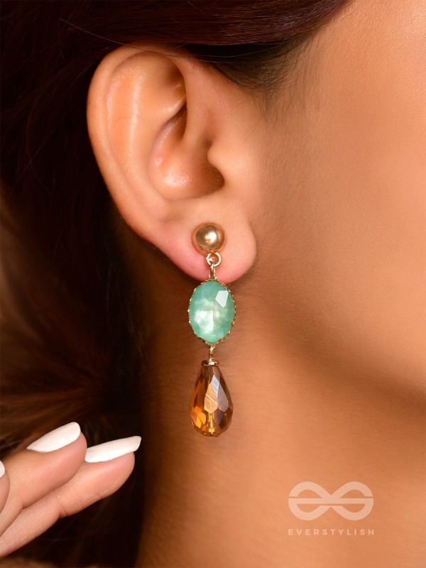 The Magic Mirror- Golden Embellished Earrings