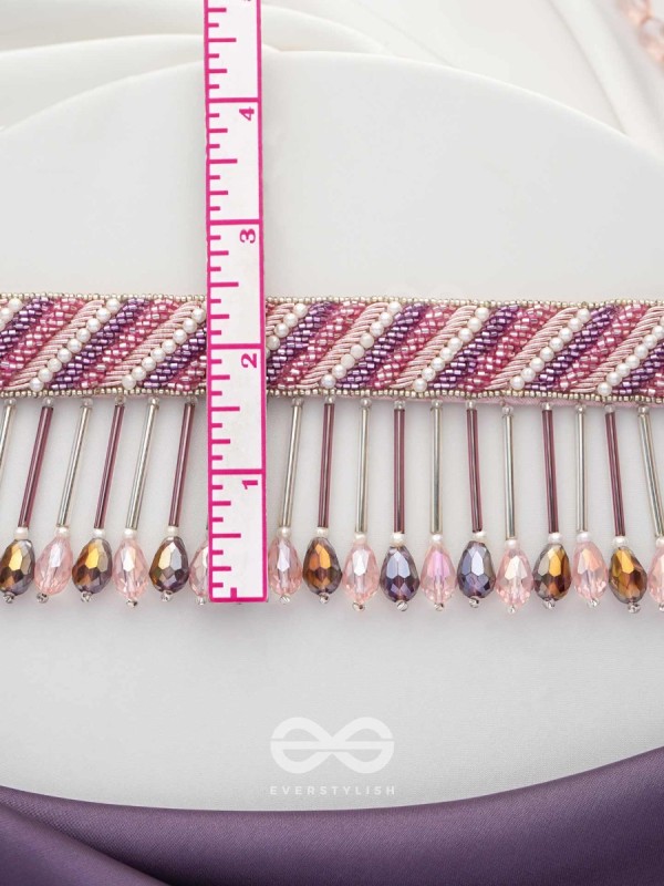 Plaksha - The Tulip Garden - Beads, Cutdana And Glass Drops Hand Embroidered Choker Neckpiece