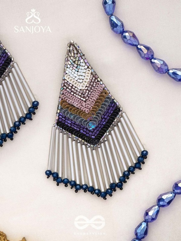 Akshaja- The Shimmering Diamond- Sequins and Glass Beads Embroidered Earrings