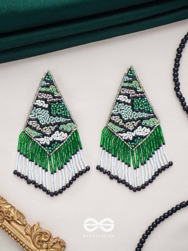 Rauhineya - The Luminous Emerald - Sequins And Cutdana Hand Embroidered Earrings