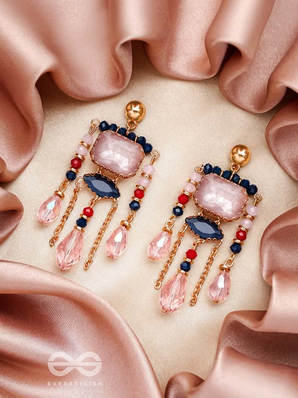 The Rose Petals- Golden Embellished Earrings