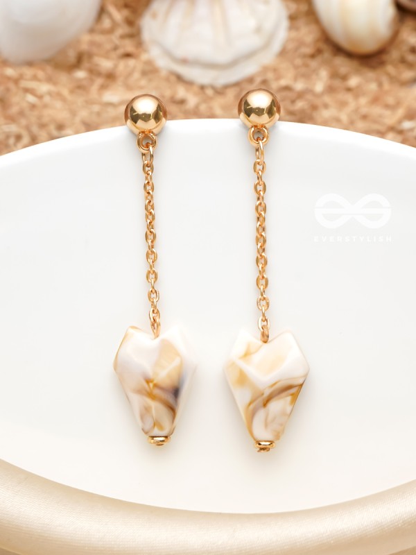 In a Nut'shell'- Golden Embellished Earrings